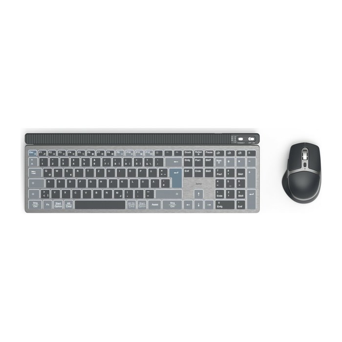 hama WK-750 Tastatur-Maus-Set kabellos grau