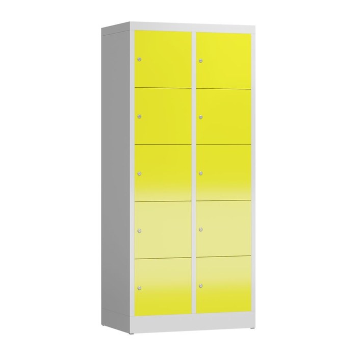 ClassiX Schließfachschrank lichtgrau, zinkgelb X-523526, 10 Schließfächer 80,0 x 50,0 x 180,0 cm