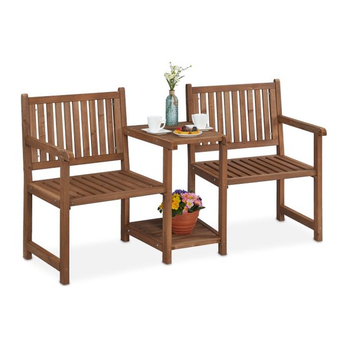 relaxdays Gartenbank 10038648_0 braun Holz 161,0 cm