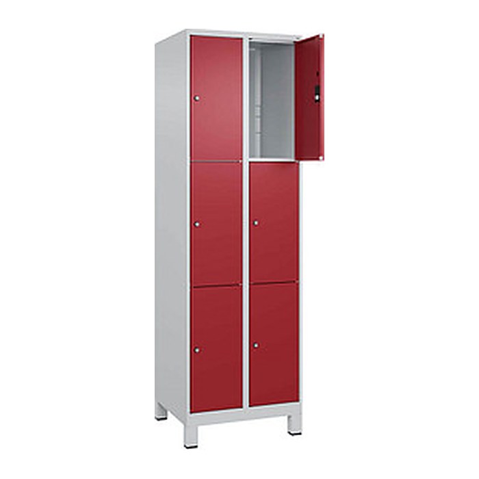 CP Schließfachschrank Classic Plus lichtgrau, rubinrot 080010-203 S10001, 6 Schließfächer 60,0 x 50,0 x 195,0 cm