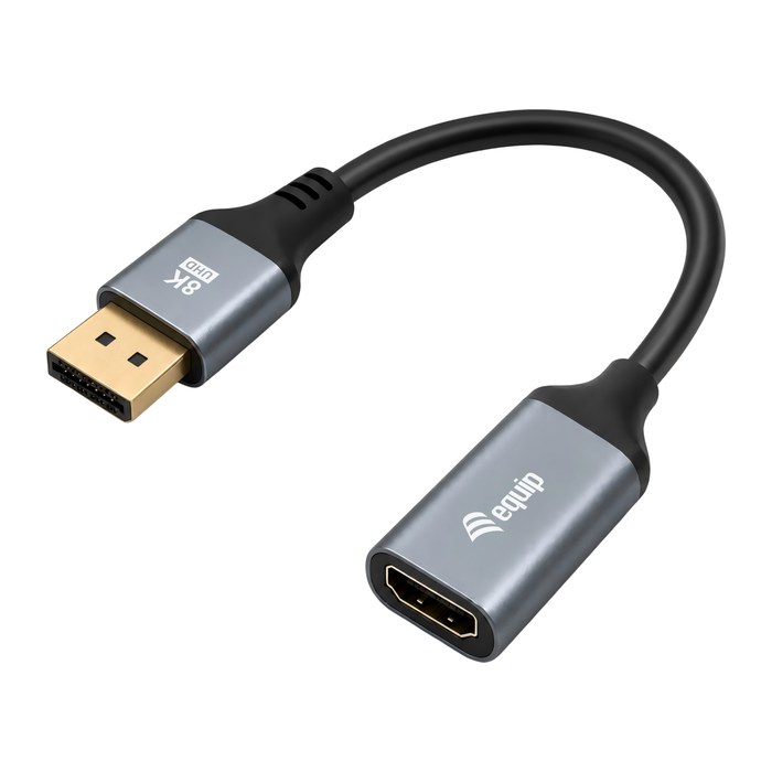 Equip HDMI->Displayport 1.4 8K/60Hz Bu/St 0.15m silber