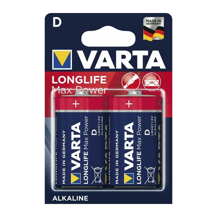 VARTA Batterien LONGLIFE Max Power Alkali-Mangan Mono D 1,5 V, 2 St.