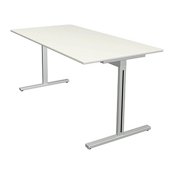 Kerkmann Form 1 Schreibtisch weiß rechteckig, T-Fuß-Gestell silber 160,0 x 80,0 cm