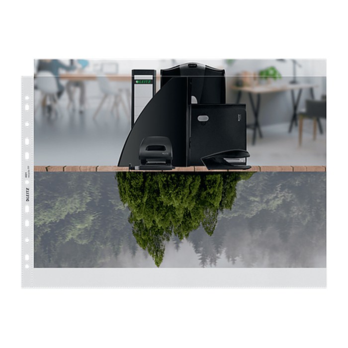 LEITZ Prospekthüllen recycle 4019 DIN A3 quer transparent genarbt 0,10 mm, 25 St.