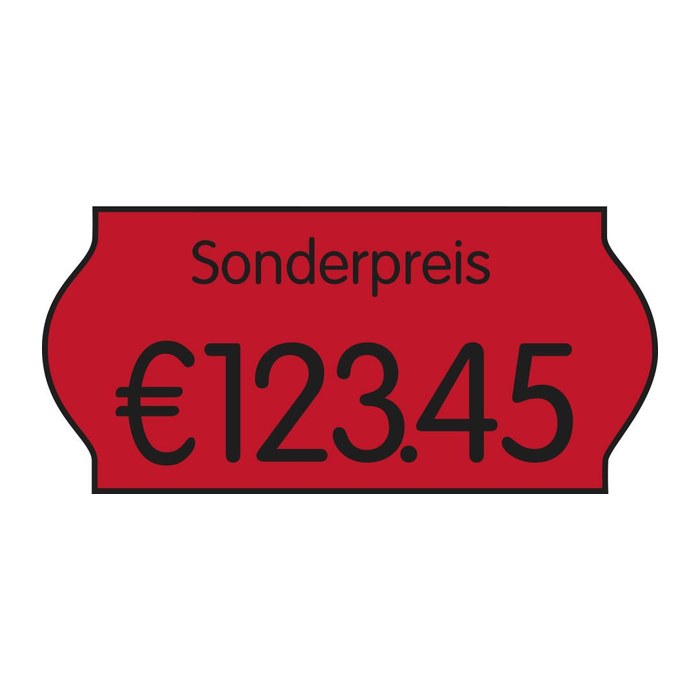 PrinterLabels AS Preisetiketten leuchtrot permanent 26,0 x 12,0 mm, 12 Rollen