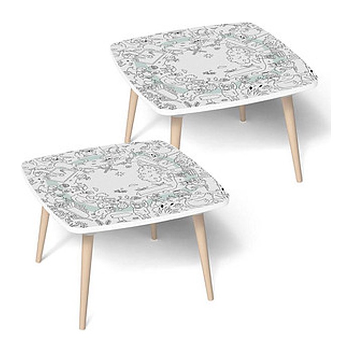 PAPERFLOW Kids Bauernhof Maltische quadratisch Spanplatte weiß 60,0 x 60,0 x 46,0 cm, 2 St.