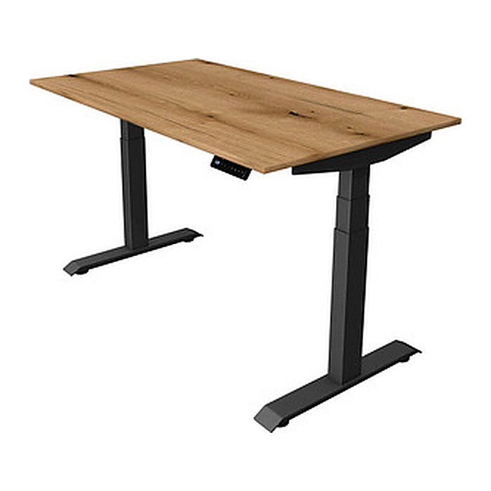 Kerkmann Move 4 elektrisch höhenverstellbarer Schreibtisch eiche rechteckig, T-Fuß-Gestell grau 140,0 x 80,0 cm