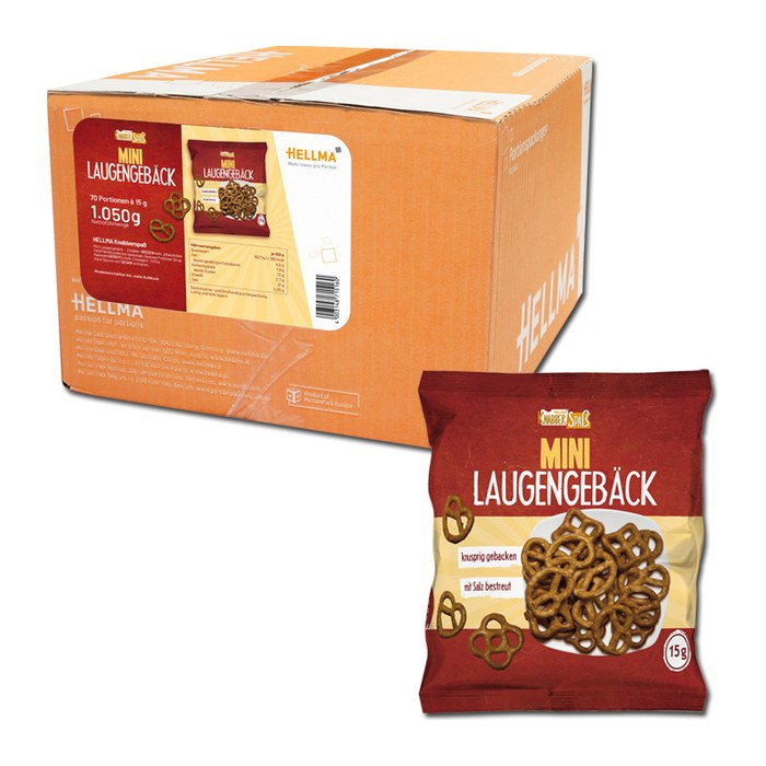 HELLMA Knabberspaß Mini Laugengebäck Gebäck 70x 15 g, 70 St.