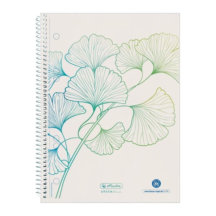 Herlitz Spiralblock A5 70 Bl. kariert GREENline Ginkgo
