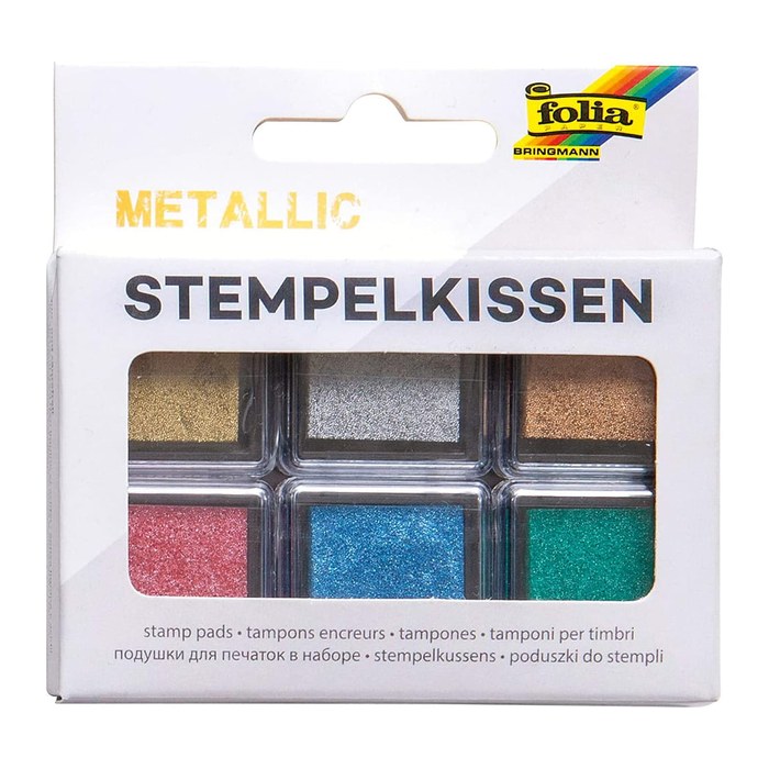 folia Stempelkissen metallic gold, silber, kupfer, rot, blau, grün 6x 2,4 x 2,4 cm, 1 Pack