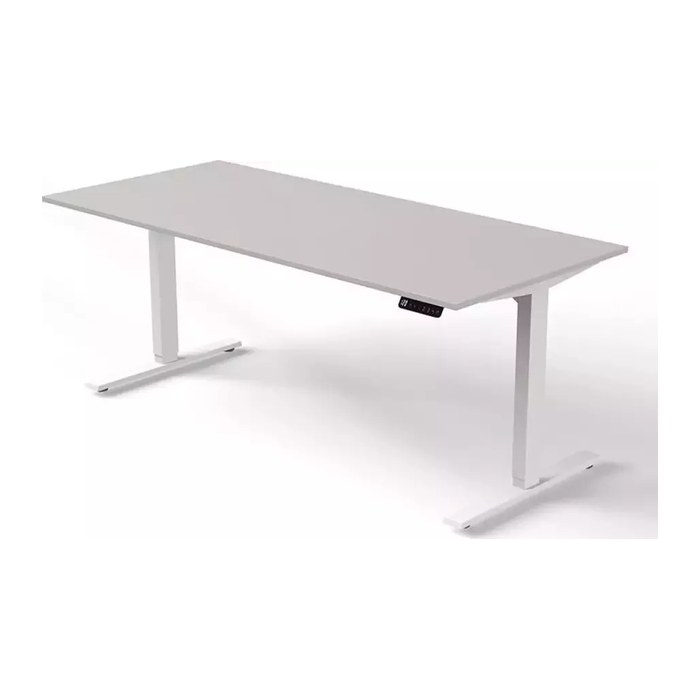 Kerkmann Move 3 elektrisch höhenverstellbarer Schreibtisch lichtgrau rechteckig, T-Fuß-Gestell weiß 180,0 x 80,0 cm