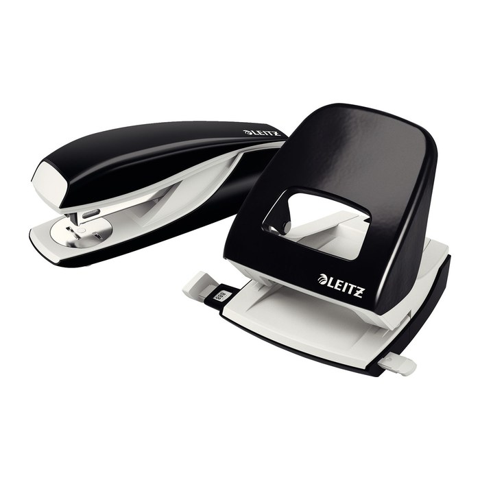 LEITZ Locher und Heftgeräte Set WOW 5095 schwarz-metallic
