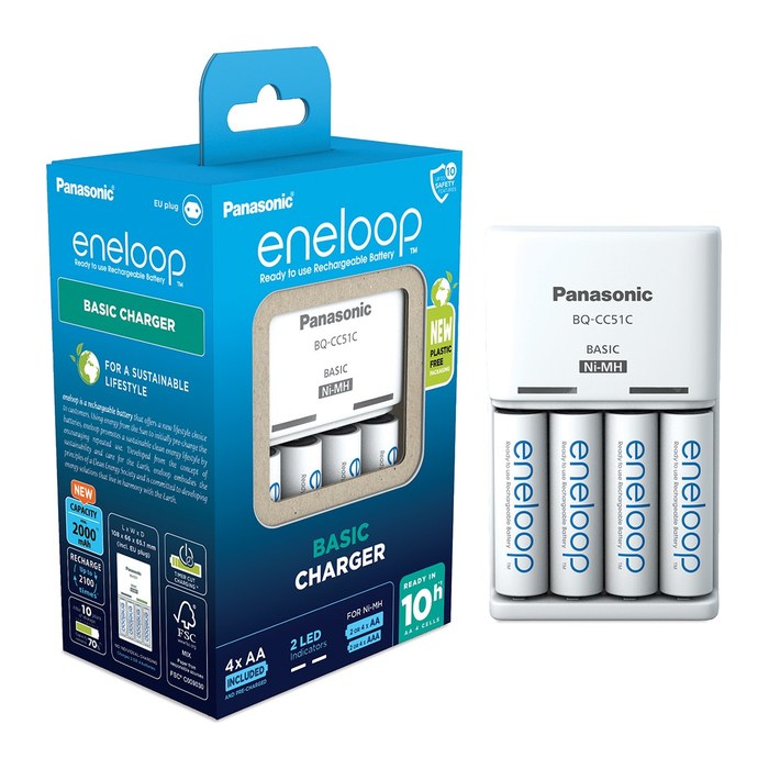 eneloop Panasonic Charger Basic BQ-CC51 + 4x AA/2000