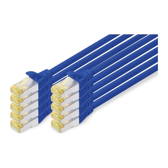 DIGITUS CAT 6A S/FTP Patchkabel, 10 Stück, 2m, blau
