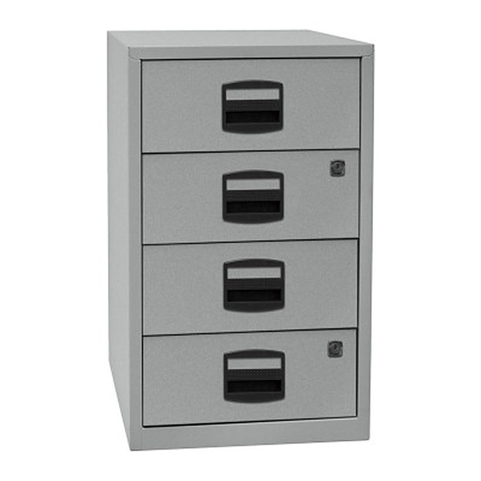 BISLEY Home Standcontainer silber 4 Auszüge Kunststoff-Muldengriff schwarz 41,3 x 40,0 x 67,2 cm