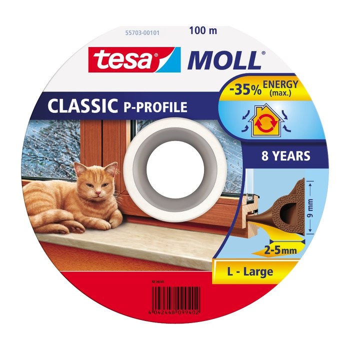 tesa INSULATION Dichtungsband aus Gummi L 100 m x 9 mm Braun