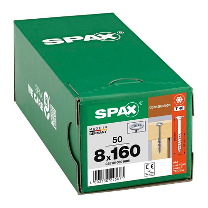 SPAX® Holzbauschrauben T40 Tellerkopf WIROX 0251010801605 8 mm x 160 mm, 50 St.