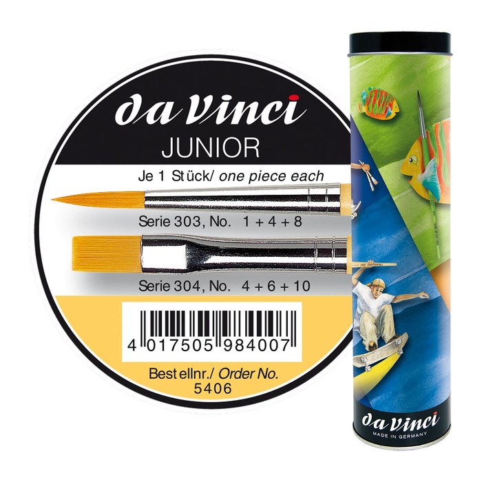 da Vinci JUNIOR Pinsel-Set Größe 1, 4, 4, 6, 8, 10, 6-teilig