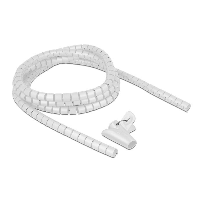 DELOCK Spiralschlauch m. Einziehwerkzeug 2,5m x 15mm weiß