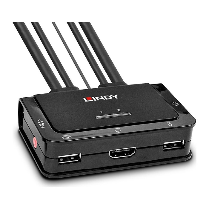 LINDY KVM Switch Compact 2 Port HDMI USB 2.0 & Audio
