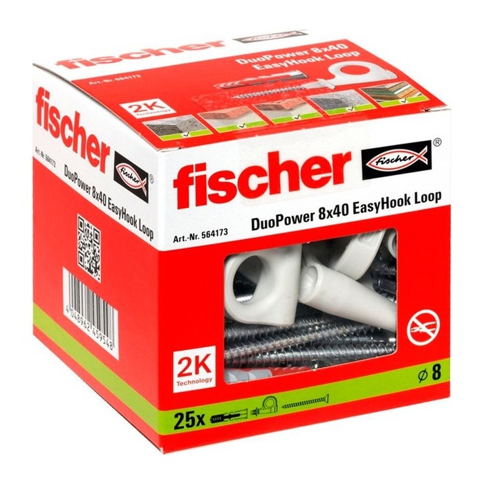 fischer EasyHook Loop - DuoPower 8x40 2K 564173 Dübel mit Schrauben, 25 St.