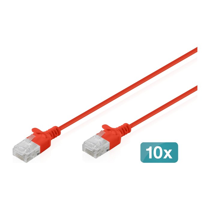 DIGITUS Patchkabel CAT 6 U-UTP Slim 1,5m Rot 10 Stück