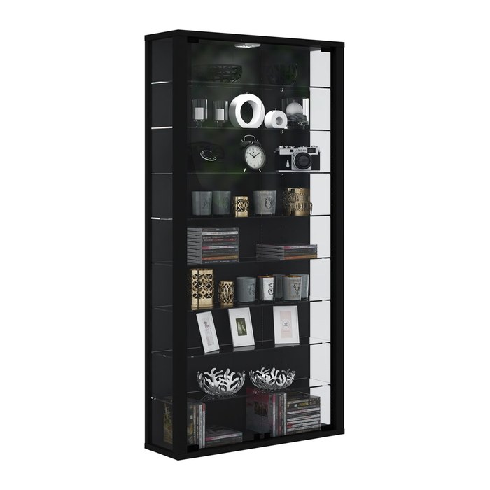 VCM my home Vitrosa Maxi Vitrine schwarz 8 Fachböden mit Beleuchtung