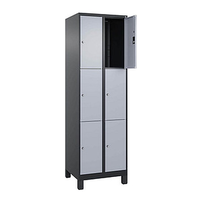 CP Schließfachschrank Classic Plus schwarzgrau, weißaluminium 080010-203 S10038, 6 Schließfächer 60,0 x 50,0 x 195,0 cm