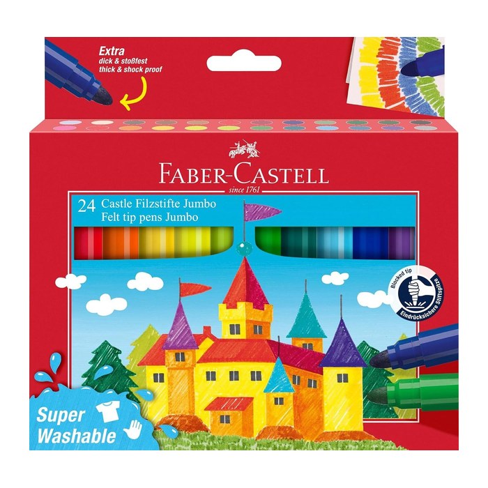 FABER-CASTELL Jumbo Super Washable Filzstifte farbsortiert, 24 St.