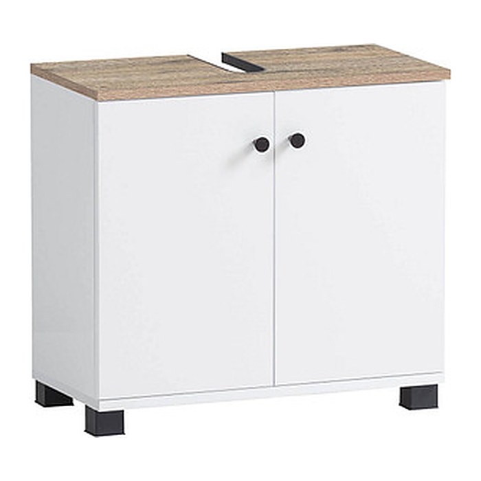 MÖBELPARTNER Waschbeckenunterschrank Lugo 157427 weiß, wildeiche 59,8 x 32,6 x 62,4 cm