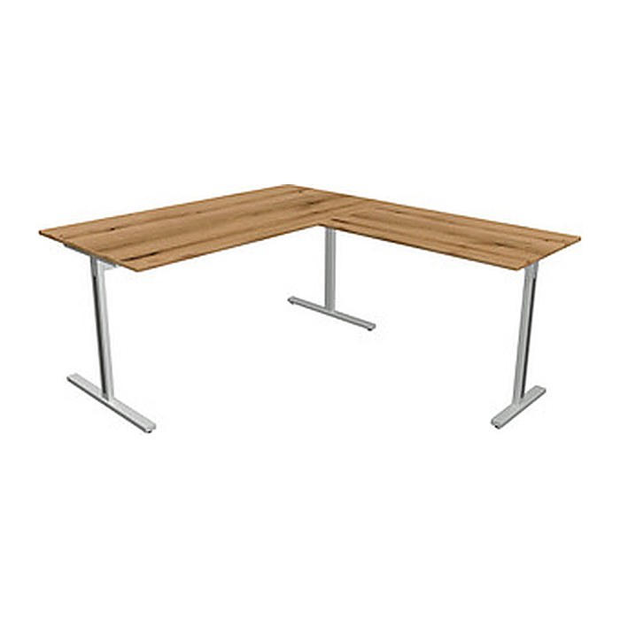 Kerkmann Form 1 Schreibtisch eiche rechteckig, T-Fuß-Gestell silber 160,0 x 80,0 cm