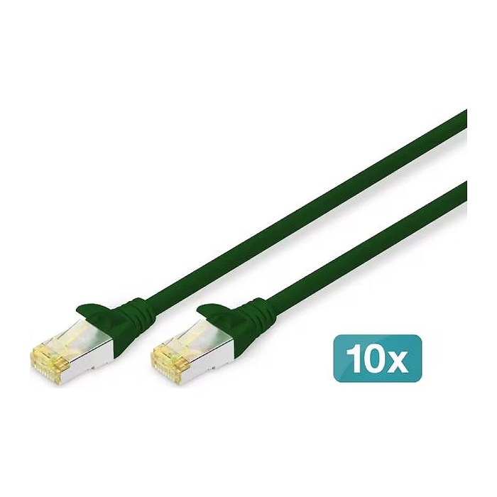 DIGITUS CAT 6A S/FTP Patchkabel, 10 Stück, 0,5m, grün