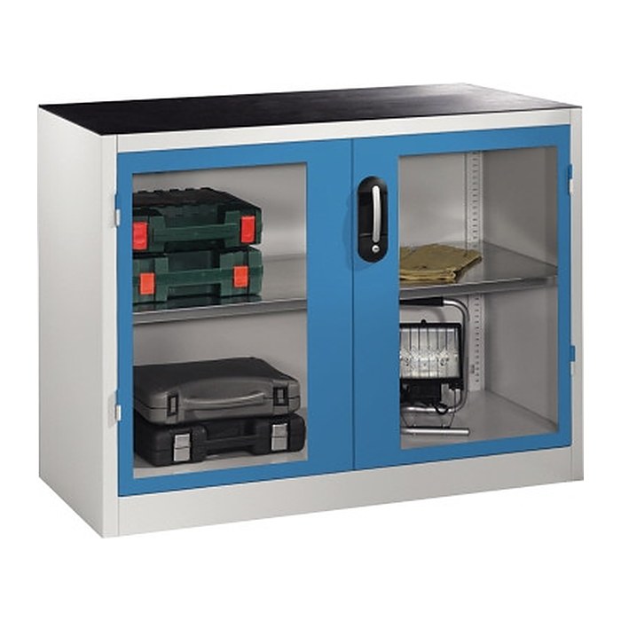 CP Stahlschrank 8831-055 S10190 lichtgrau, lichtblau, Acrylglas 1 Fachboden 120,0 x 50,0 x 100,0 cm, aufgebaut, 1 St.
