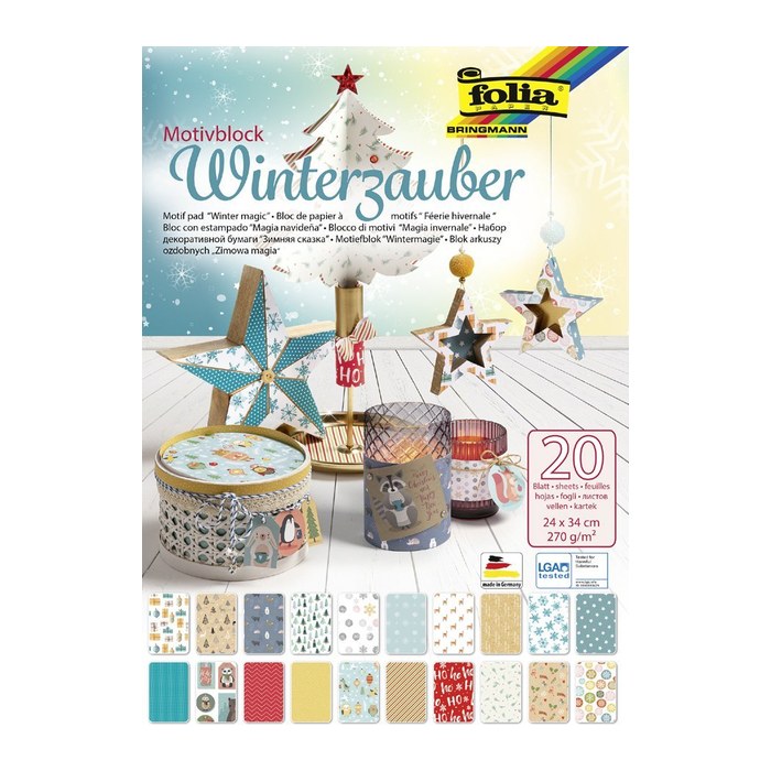 folia Motivblock Winterzauber farbsortiert 270 g/qm 1 Block