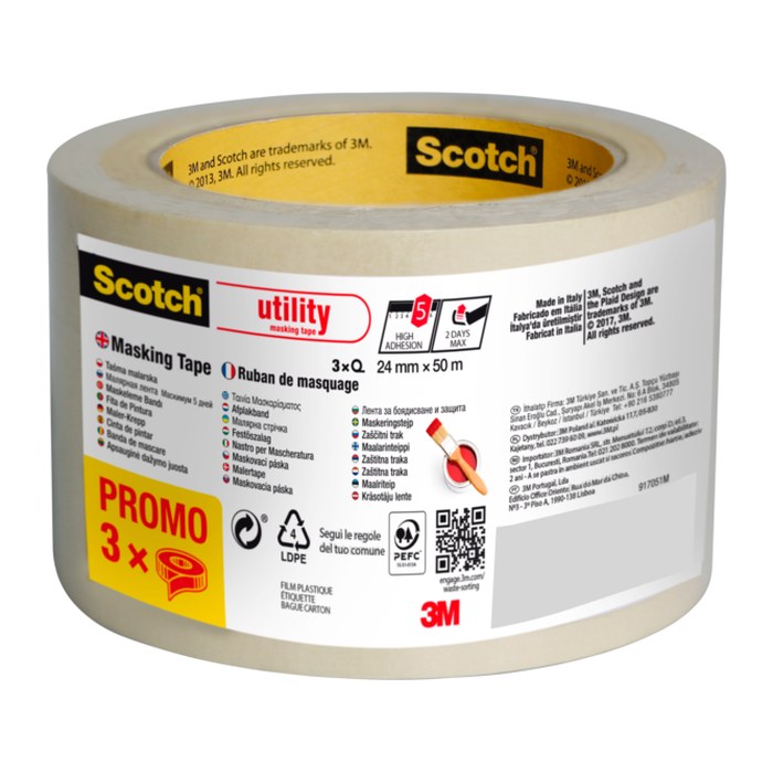 Scotch CLASSIC Kreppband beige 24,0 mm x 50,0 m 3 Rollen