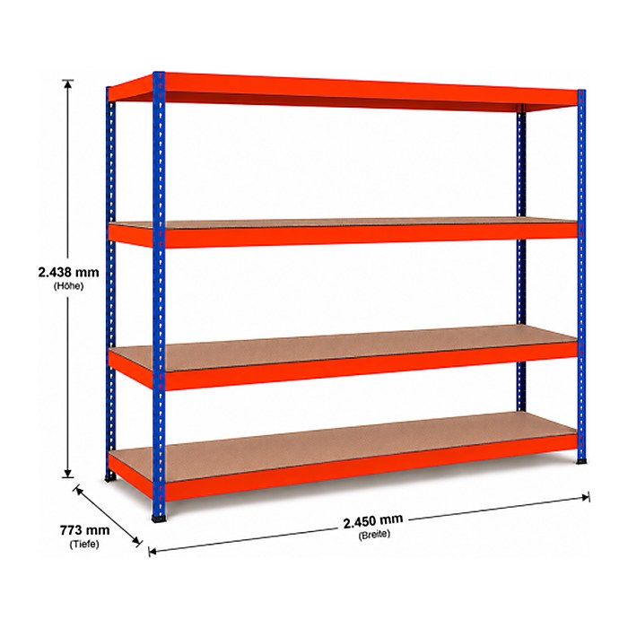 SCHULTE Schwerlast-Weitspannregal 18297-N blau 245,0 x 77,3 x 243,8 cm