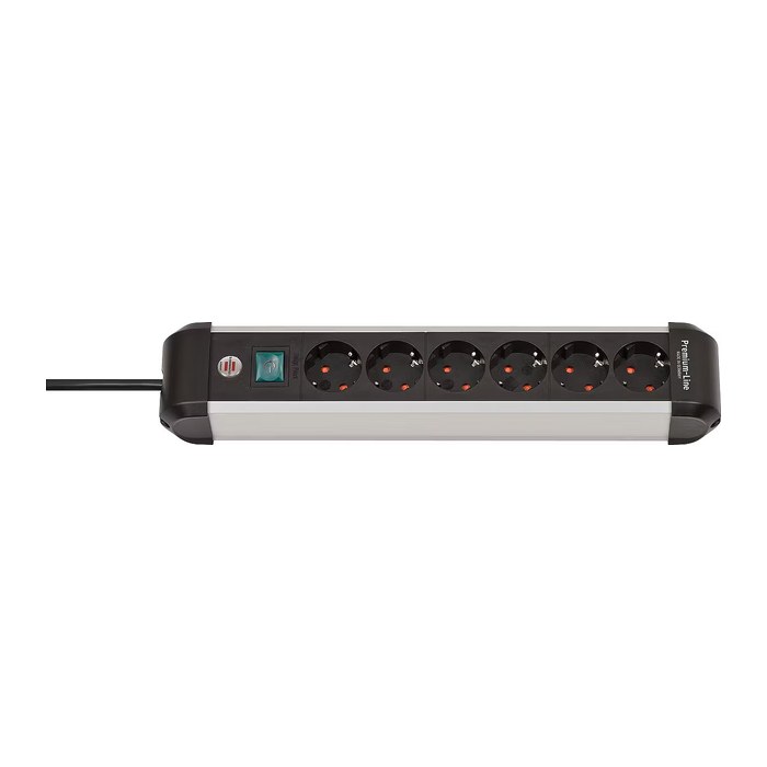 brennenstuhl Premium-Alu-Line 6-fach Steckdosenleiste mit Schalter 3,0 m schwarz