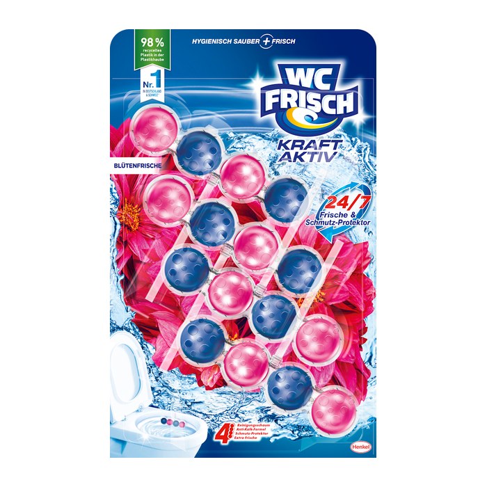 WC FRISCH KRAFT AKTIV WC-Duftspüler Blütenfrische, 4x 50,0 g