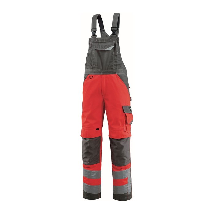 MASCOT® unisex Warnschutz-Latzhose Newcastle rot, dunkelanthrazit Größe 98