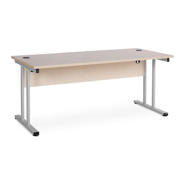 Schreibtisch – T-Fuß – Fixe höhe inkl. Knieraumblende (1200 x 800 x 730 mm, Platte Ahorn)