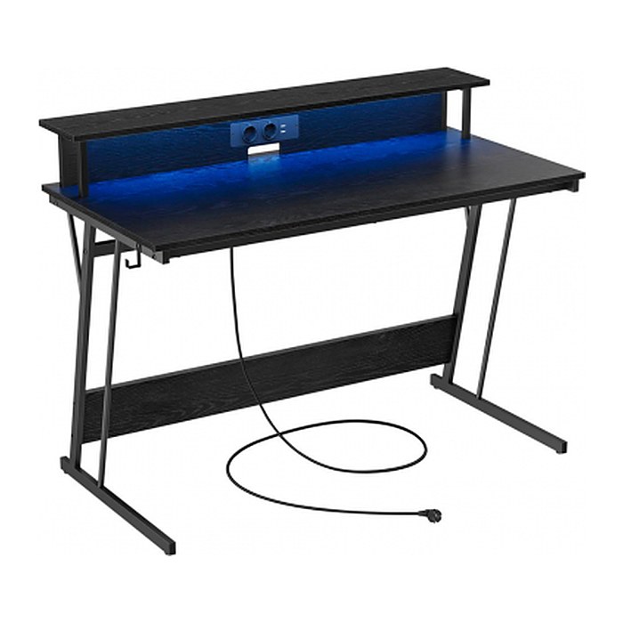 VASAGLE Gaming Schreibtisch schwarz rechteckig, C-Fuß-Gestell schwarz 120,0 x 60,0 cm