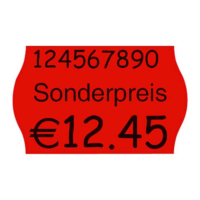 METO Preisetiketten leuchtrot permanent 26,0 x 16,0 mm, 18 Rollen