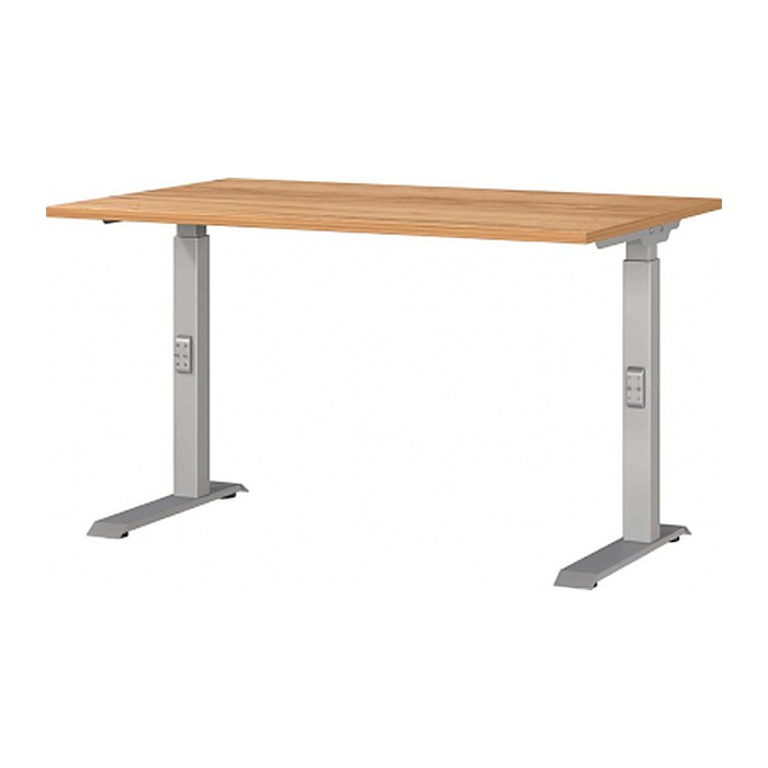 GERMANIA DOWNEY höhenverstellbarer Schreibtisch navarra-eiche rechteckig, C-Fuß-Gestell silber 120,0 x 80,0 cm