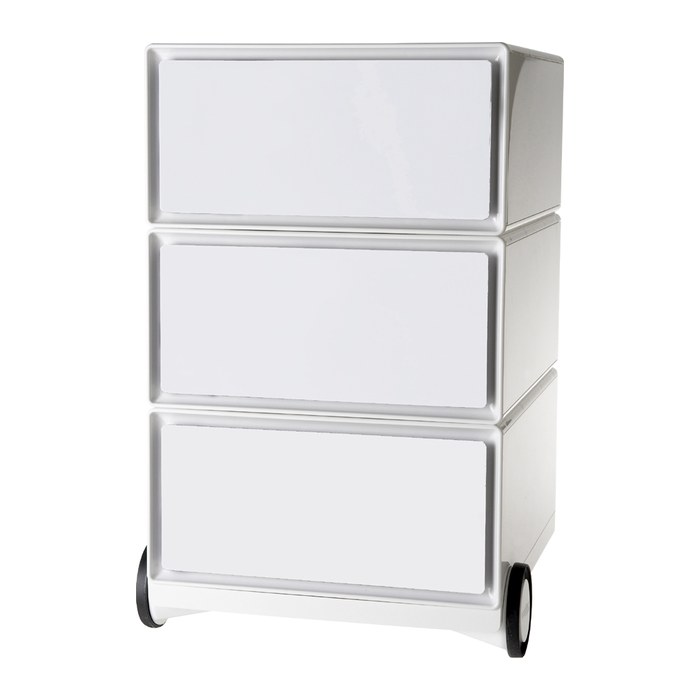 PAPERFLOW easyBox Rollcontainer weiß, grau 3 Auszüge 39,0 x 43,6 x 64,2 cm