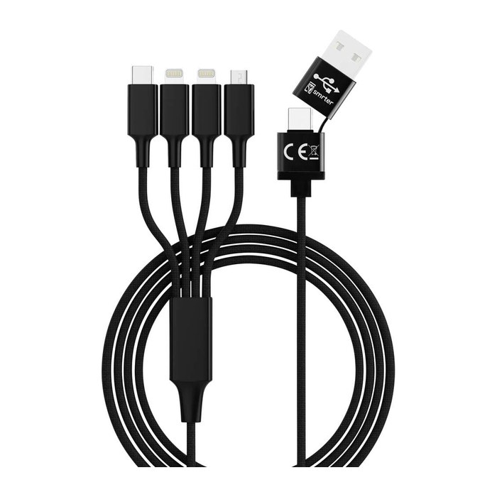 smrter Hydra ELITE 6in1 Nylon-Ladekabel Typ Lightning, black retail