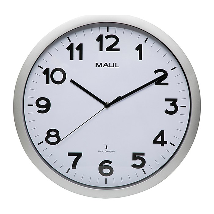 MAUL Funkwanduhr MAULstep weiß silber Kunststoff, Ø 40,0 cm