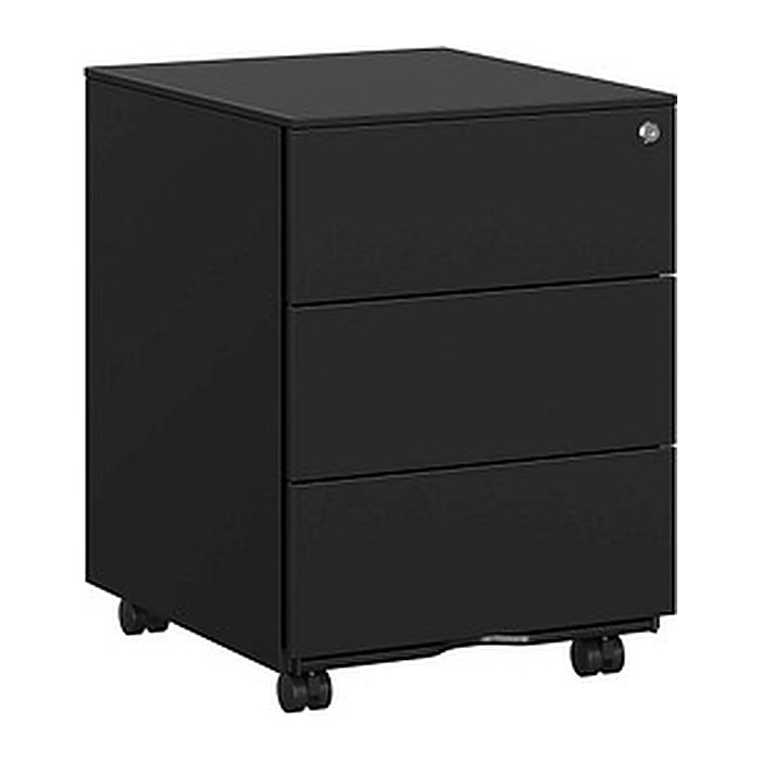 SONGMICS Rollcontainer schwarz 3 Auszüge 39,0 x 45,0 x 55,0 cm