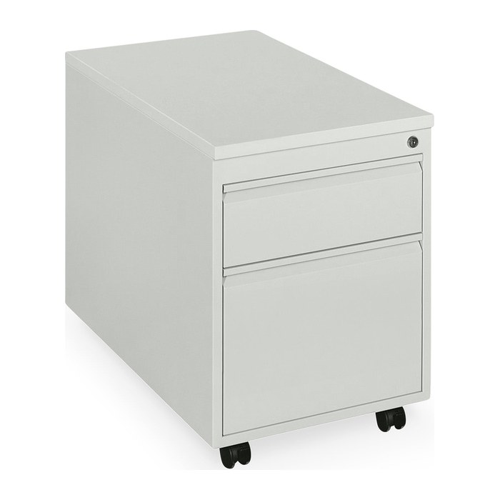 Rollcontainer aus Stahl inkl. Top (Korpus Signalweiß, 2 Schübe)