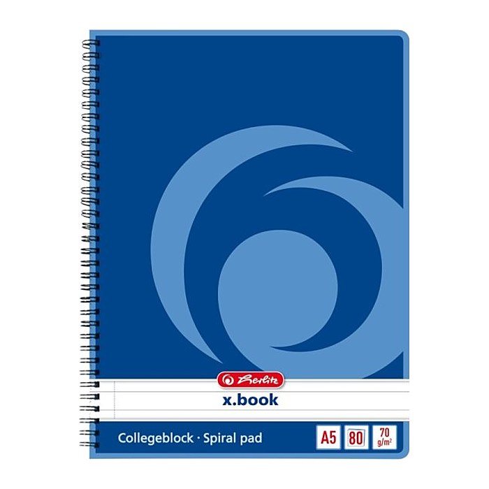 herlitz Collegeblock x.book liniert DIN A5 ohne Rand, 1 Block