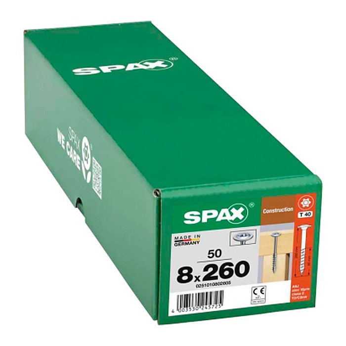 SPAX® Holzbauschrauben T40 Tellerkopf WIROX 0251010802605 8 mm x 260 mm, 50 St.